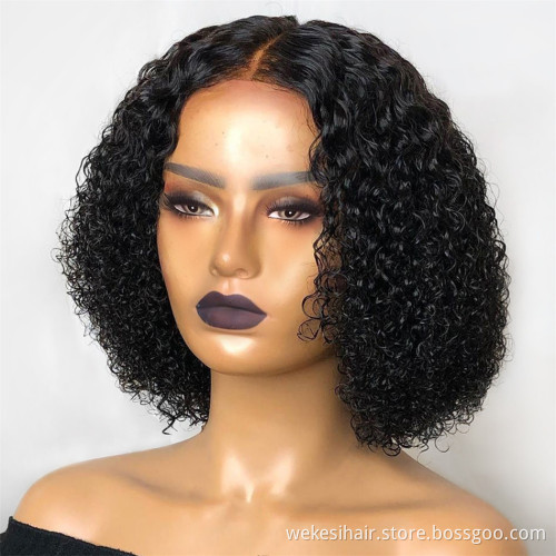 OEM Vendor Full Custom Wig Free Sample Packaging Box Mink Brazilian Virgin Human Cuticle Aligned Hair Lace Front Bob Curly Wig